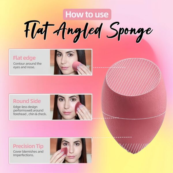 Makeup Sponge Set BS-MALL with Storage Case 7 Pcs for Liquid, Cream, and Powder,SAVE Foundation with 1 Mini Makeup Sponge For Travel Daily Use (A-Pink） - Image 3