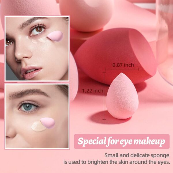 Makeup Sponge Set BS-MALL with Storage Case 7 Pcs for Liquid, Cream, and Powder,SAVE Foundation with 1 Mini Makeup Sponge For Travel Daily Use (A-Pink） - Image 5