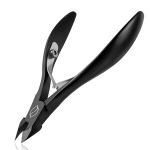 FERYES Cuticle Cutters 1/2 Jaw – Professional Stainless Steel Cuticle Clippers Nail Cuticle Remover Tool, Nail Dead Skin Clipper – BLACK