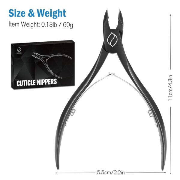 FERYES Cuticle Cutters 1/2 Jaw - Professional Stainless Steel Cuticle Clippers Nail Cuticle Remover Tool, Nail Dead Skin Clipper - BLACK - Image 6