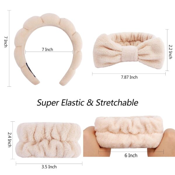VELSCRUN 6 Pack Spa Headband, Makeup Headband, Face Wash Headbands, Skincare Headbands, Brown Sponge Hair Band Bow Tie Spa Head Band for Washing Face Wristband Set Hair Accessories for Women - Image 8
