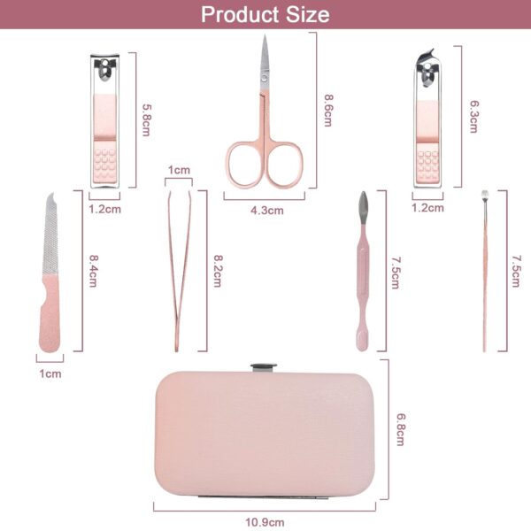 Premium Manicure Set, 7 in 1 Professional Nail Clippers Scissors Pedicure Kit, Stainless Steel Cuticle Nail Care Tools with Luxurious Travel Case, Portable Manicure Grooming Kit Gift for Women - Image 2