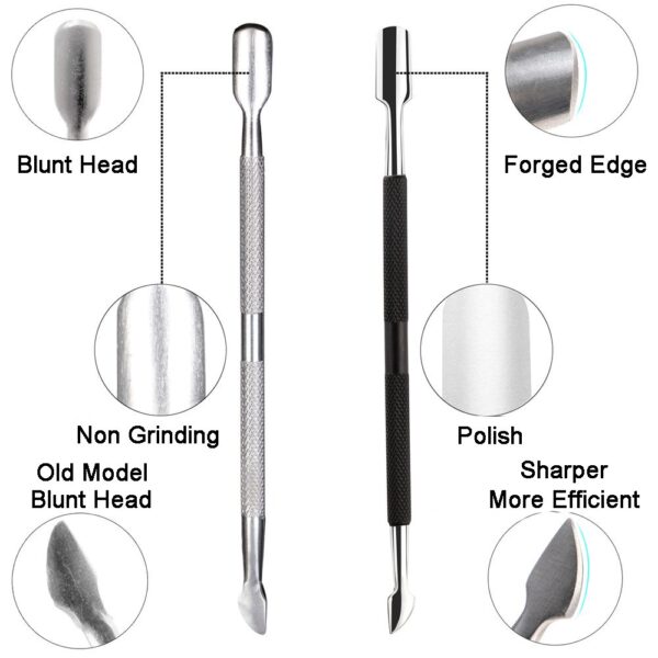 Ejiubas Cuticle Trimmer with Cuticle Pusher Cuticle Nipper Professional Grade Stainless Steel Cuticle Remover Cutter Clipper Durable Pedicure Manicure Tools (Black) - Image 2