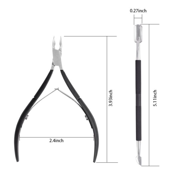 Ejiubas Cuticle Trimmer with Cuticle Pusher Cuticle Nipper Professional Grade Stainless Steel Cuticle Remover Cutter Clipper Durable Pedicure Manicure Tools (Black) - Image 6