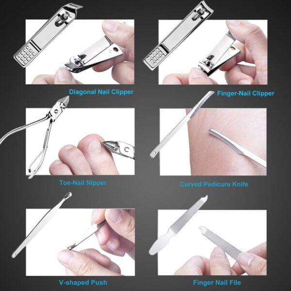 Nail Clippers Set Fingernail and Toenail Clipper Cutters, Manicure Pedicure Kit 18 Pieces Stainless Steel Professional Grooming Kits, Nail Care Tools with Luxurious Travel Case - Image 5