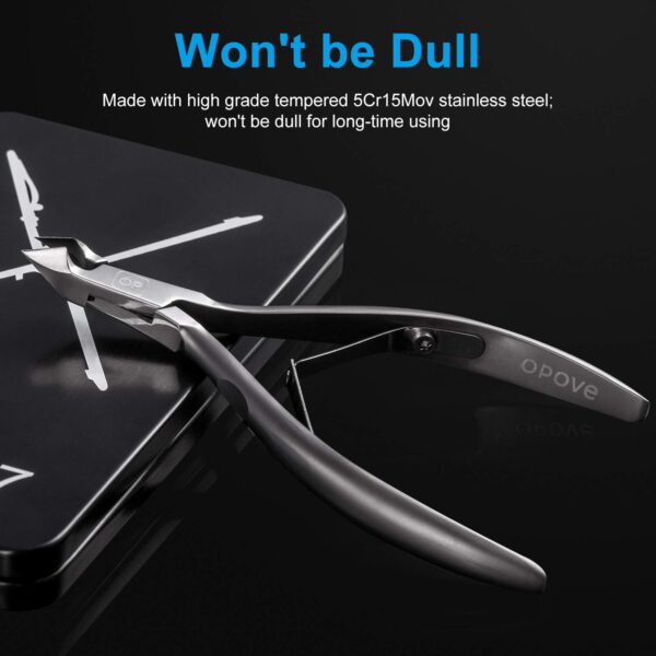 Cuticle Trimmer 3/4 Jaw Extremely Sharp Cuticle Nippers Scissors Stainless Steel Clippers Cutter Remover Pedicure Manicure Nail Tool, opove X7, Space Gray… - Image 3