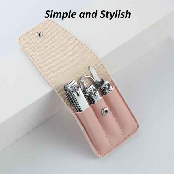 Nail Clipper Set Gifts for Women, 6 Pcs Case Fingernail Clipper Christmas Stocking Stuffers for Adults (Pink) - Image 4