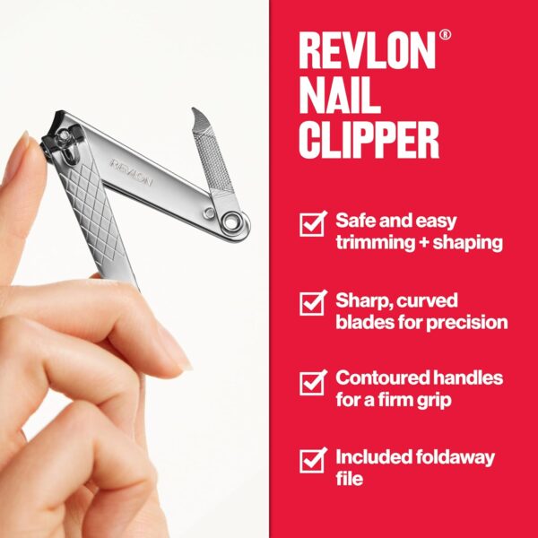Revlon Nail Clipper With File, Manicure Care Tool With a Curved Blade for an Accurate Trimming and Grooming, Easy to Use (Pack of 1) - Image 3
