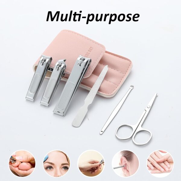 Nail Clipper Set Gifts for Women, 6 Pcs Case Fingernail Clipper Christmas Stocking Stuffers for Adults (Pink) - Image 2