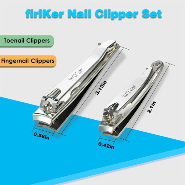 Nail Clipper Set,Premium Stainless Steel Fingernail and Toenail Clipper Cutters with Nail File, Sharp Effortless Nail Clippers Set for Men & Women(Silver) - Image 2