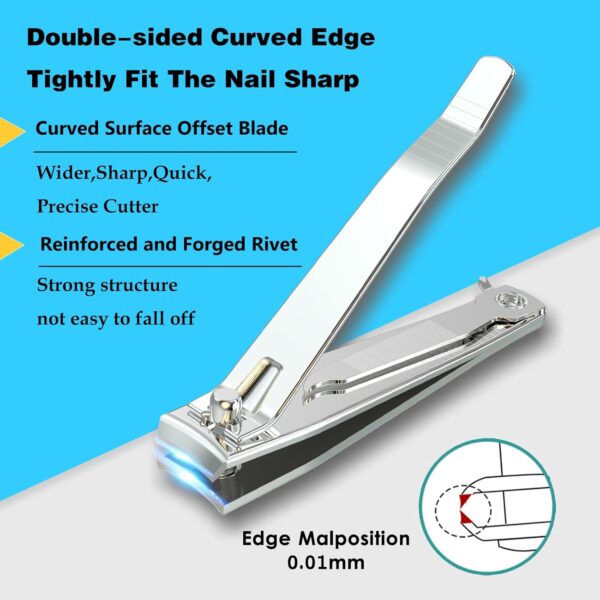 Nail Clipper Set,Premium Stainless Steel Fingernail and Toenail Clipper Cutters with Nail File, Sharp Effortless Nail Clippers Set for Men & Women(Silver) - Image 3