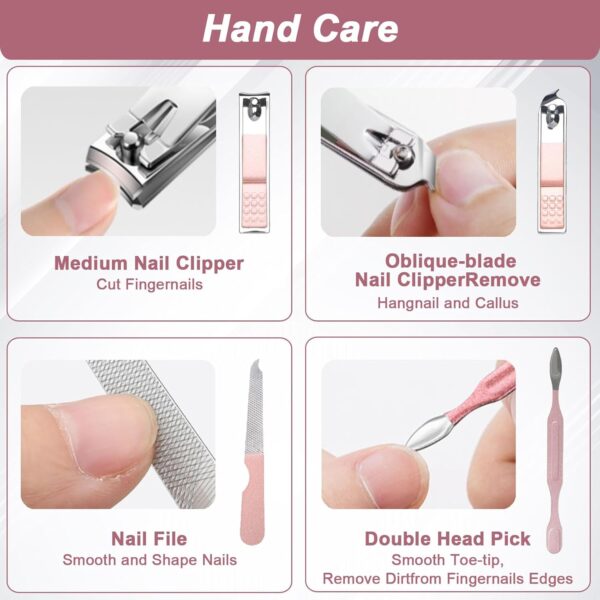 Premium Manicure Set, 7 in 1 Professional Nail Clippers Scissors Pedicure Kit, Stainless Steel Cuticle Nail Care Tools with Luxurious Travel Case, Portable Manicure Grooming Kit Gift for Women - Image 4