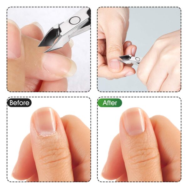 Cuticle Trimmer 3/4 Jaw Extremely Sharp Cuticle Nippers Scissors Stainless Steel Clippers Cutter Remover Pedicure Manicure Nail Tool, opove X7, Space Gray… - Image 5