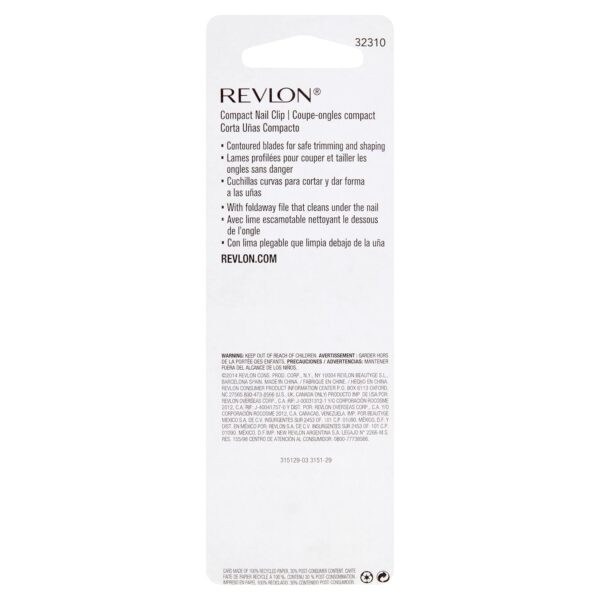 Revlon Compact Nail Clipper, Small Mini Design, Perfect for Travel, Use to Trim Fingernails and Toenails, Stainless Steel, 1 Count - Image 5