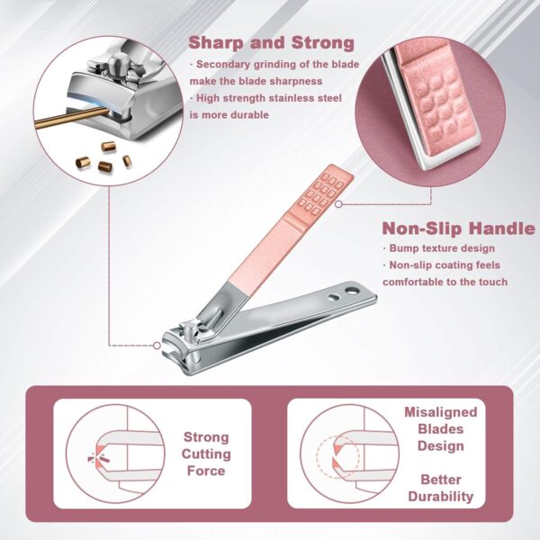 Premium Manicure Set, 7 in 1 Professional Nail Clippers Scissors Pedicure Kit, Stainless Steel Cuticle Nail Care Tools with Luxurious Travel Case, Portable Manicure Grooming Kit Gift for Women - Image 3