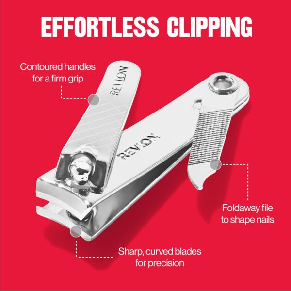 Revlon Nail Clipper With File, Manicure Care Tool With a Curved Blade for an Accurate Trimming and Grooming, Easy to Use (Pack of 1) - Image 4