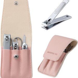 Nail Clipper Set Gifts for Women, 6 Pcs Case Fingernail Clipper Christmas Stocking Stuffers for Adults (Pink)
